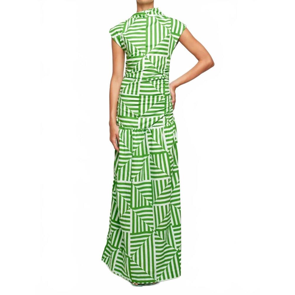 NEW SWF high neck cap sleeve maxi dress in green